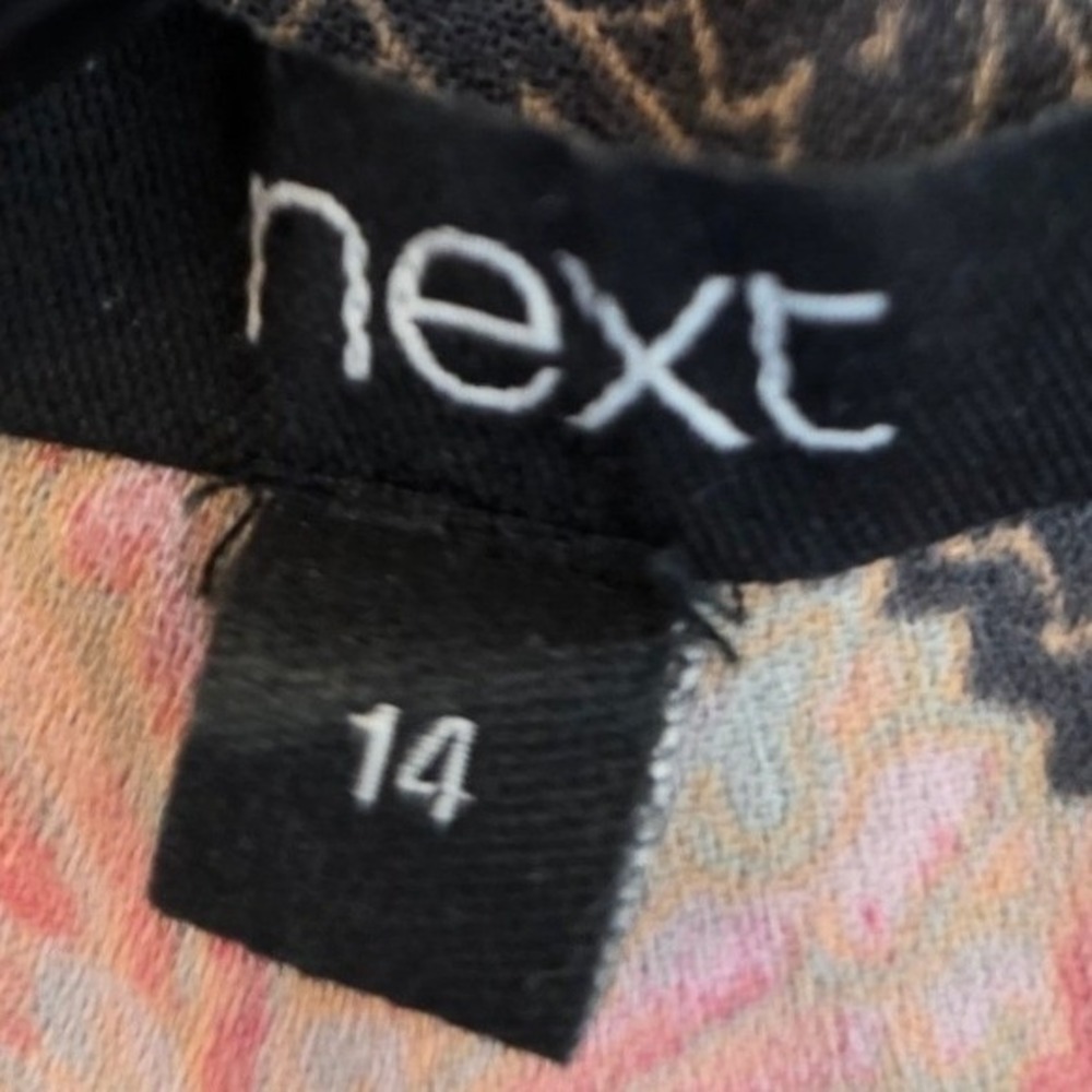 Next Floral Kimono Wrap Women 14 Black Pink Pintuck Open Front Cardigan - Picture 5 of 13